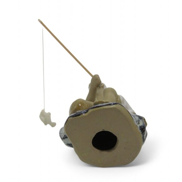 Chinese MUDMAN FISHERMEN Figurines Set Of 2 With Fishing Rods and Fish Vintage - Picture 3 of 10